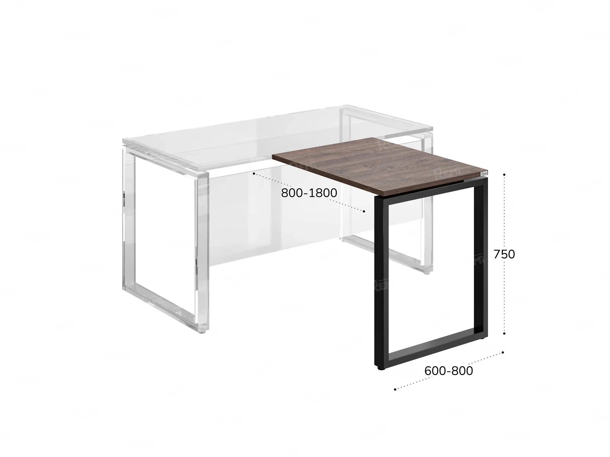 Брифинг прямой, с парящей столешнецей, на П-образном каркасе 1700x700x750 RM070-17x7 Дуб Апрельский шоколад/Черный