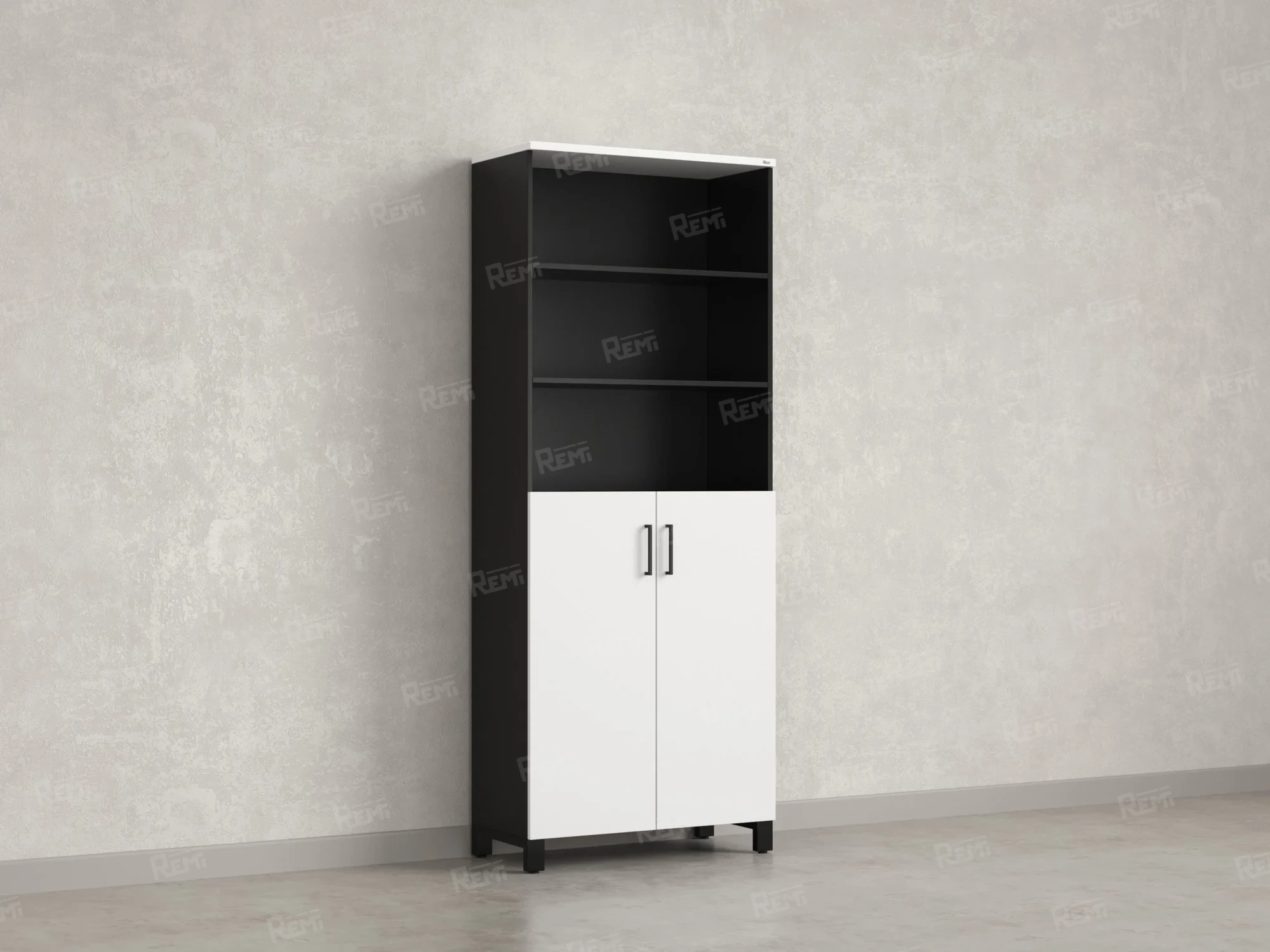 Шкаф комбинированный, 6 уровней 900x420x2200 RM154-90x41 Белый/Черный