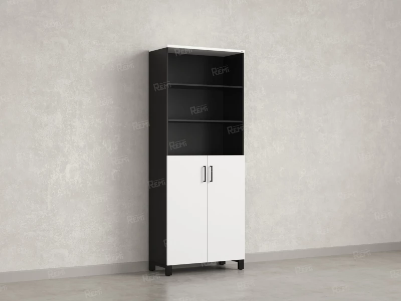 Шкаф комбинированный, 6 уровней 900x420x2200 RM154-90x41 Белый/Черный