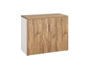 Шкаф низкий распашной, регулируемые опоры, 2 уровня 900x420x750 RM148-90x42 Дуб Юстус/Белый