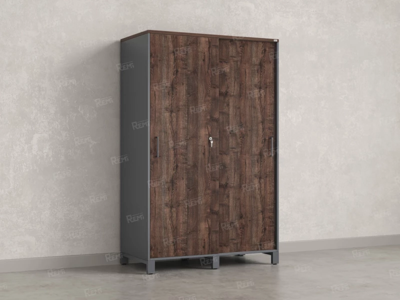 Шкаф-купе, штанга, 1 полка 1200x600x1900 RM163-90x60 Дуб Апрельский шоколад/Серый