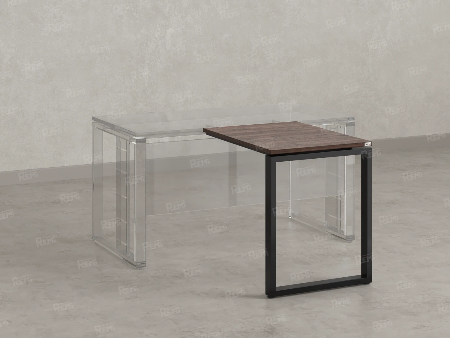 Брифинг прямой, с парящей столешнецей, на О-образном каркасе 1500x600x750 RM072-15x6 Дуб Апрельский шоколад/Черный