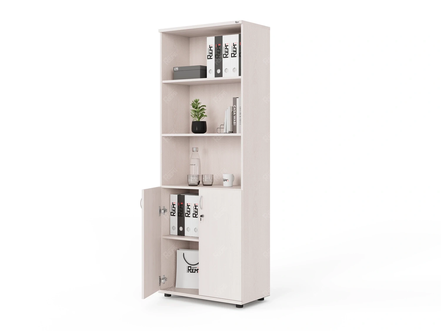 Шкаф комбинированный RLG037 700х350х1830 Дуб Молочный, Серия ЛАЙТ | LIGHT