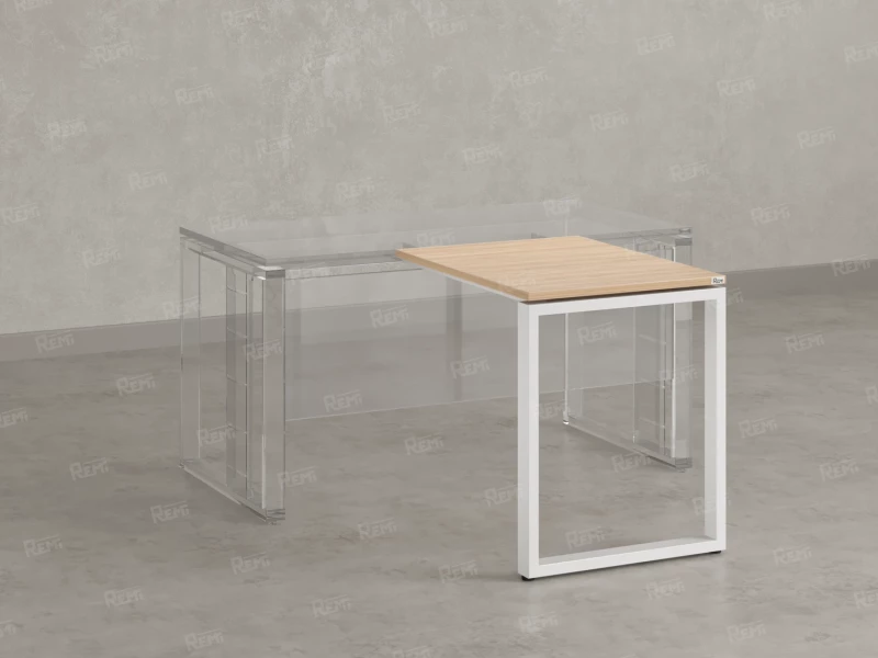 Брифинг прямой, с парящей столешнецей, на О-образном каркасе 1100x700x750 RM072-11x7 Вяз Швейцарский светлый/Белый