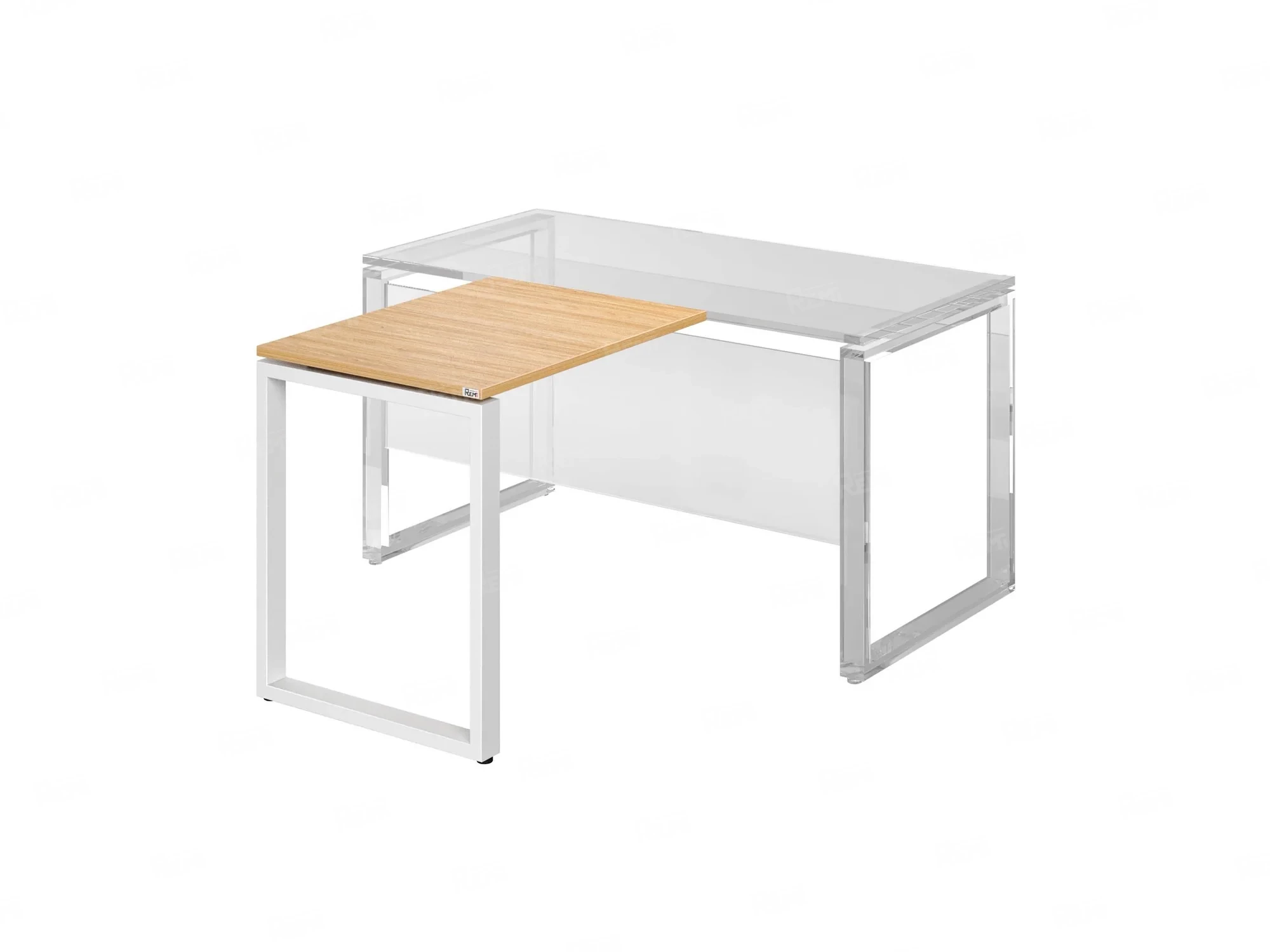 Брифинг прямой, с парящей столешнецей, на О-образном каркасе 1100x700x750 RM072-11x7 Вяз Швейцарский светлый/Белый