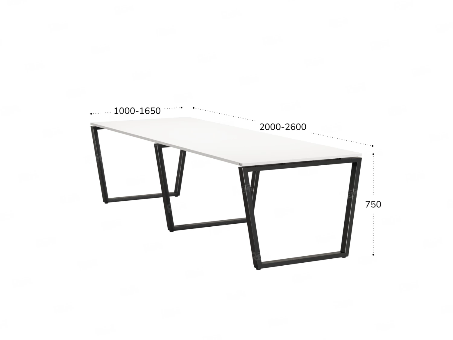 Cтол для переговоров, на V-обазном каркасе 2100x1450x750 RM082-210x145 Белый/Черный