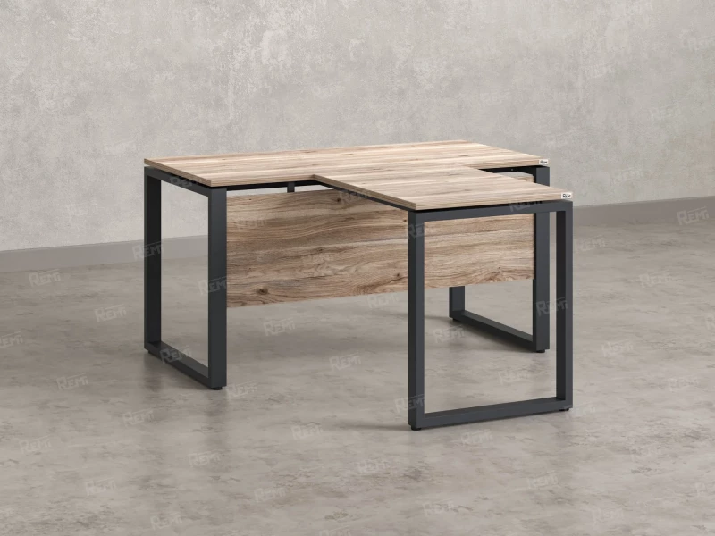 Стол с брифингом с парящей столешницей на О-образных опорах с экраном ЛДСП RM045-12x8 1200x2000x750 Дуб Маувелла/Серый