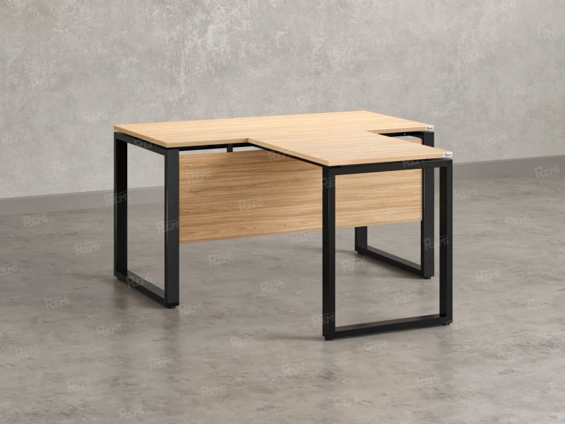 Стол с брифингом с парящей столешницей на О-образных опорах с экраном ЛДСП RM045-16x9 1600x2500x750 Вяз Швейцарский светлый/Черный