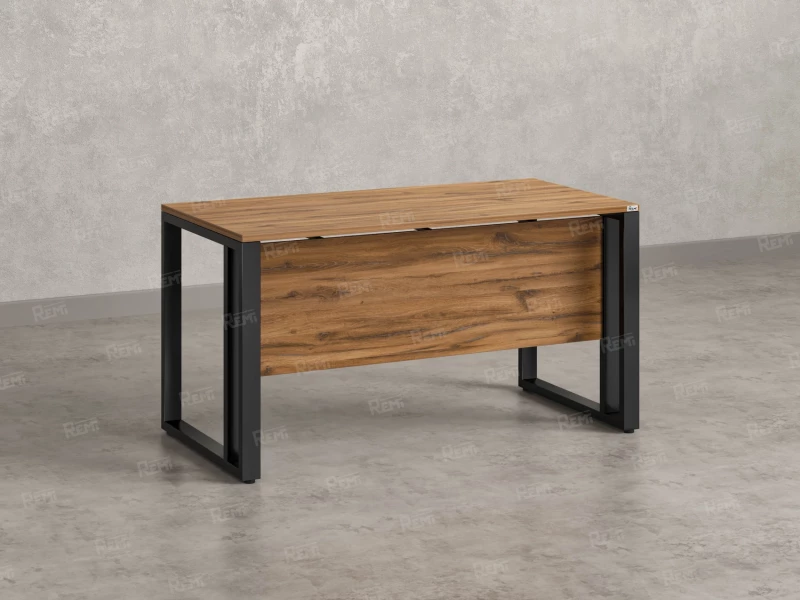 Стол прямой на О-образных опорах с экраном ЛДСП 2000x700x750 RM041-20x7 Юстус/Черный