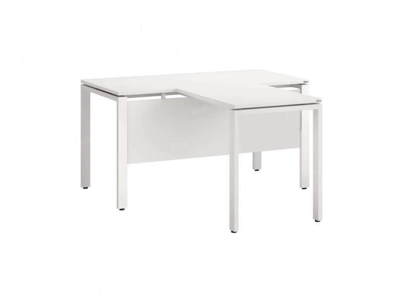 Стол с брифингом с парящей столешницей на П-образных опорах с экраном ЛДСП RM043-14x8 1400x2200x750 Белый/Белый