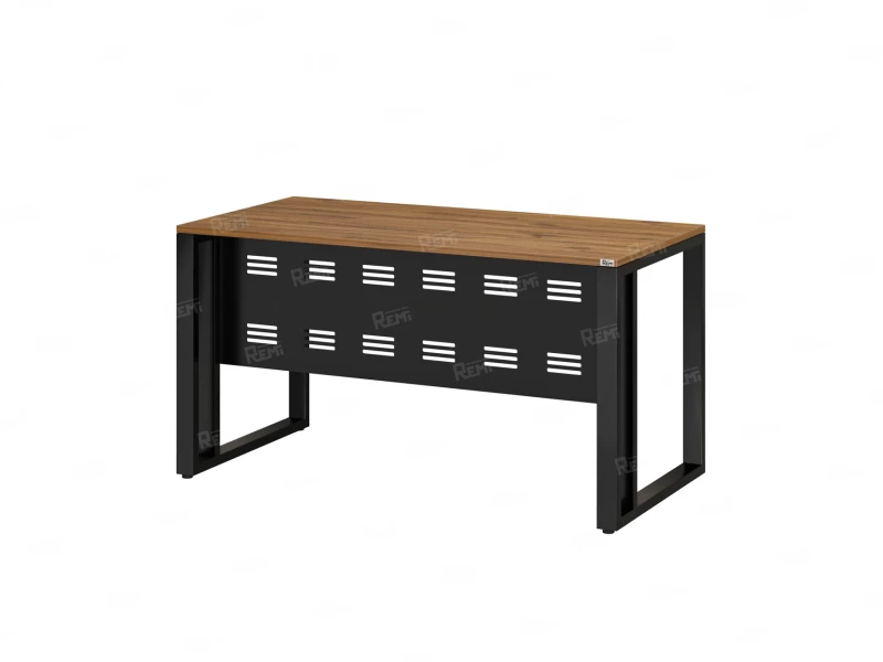 Стол прямой на О-образных опорах с металлическим экраном 2000x900x750 RM042-20x9 Юстус/Черный