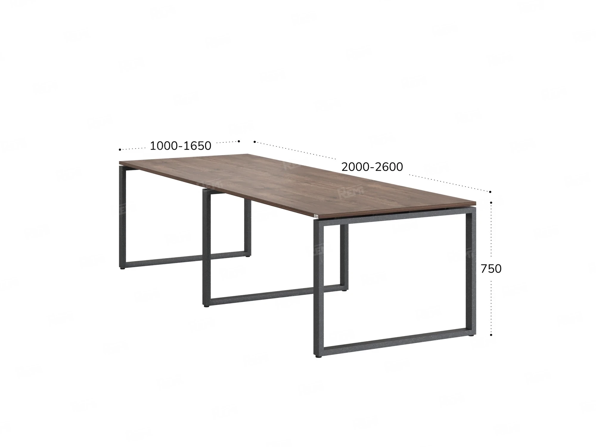 Cтол для переговоров, на О-обазном каркасе 2100x1250x750 RM081-210x125 Дуб Апрельский шоколад/Серый