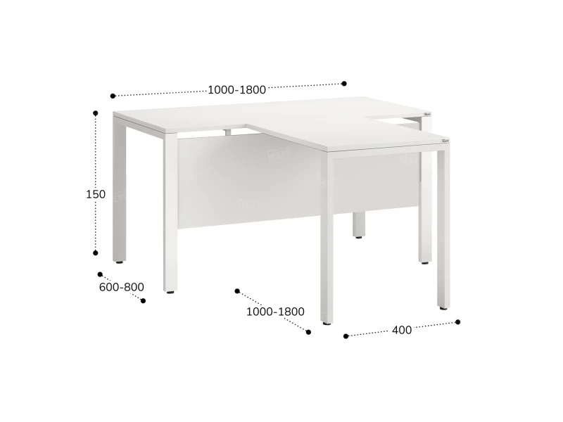 Стол с брифингом на П-образных опорах с экраном ЛДСП RM044-18x7 1800x2500x750 Белый/Белый