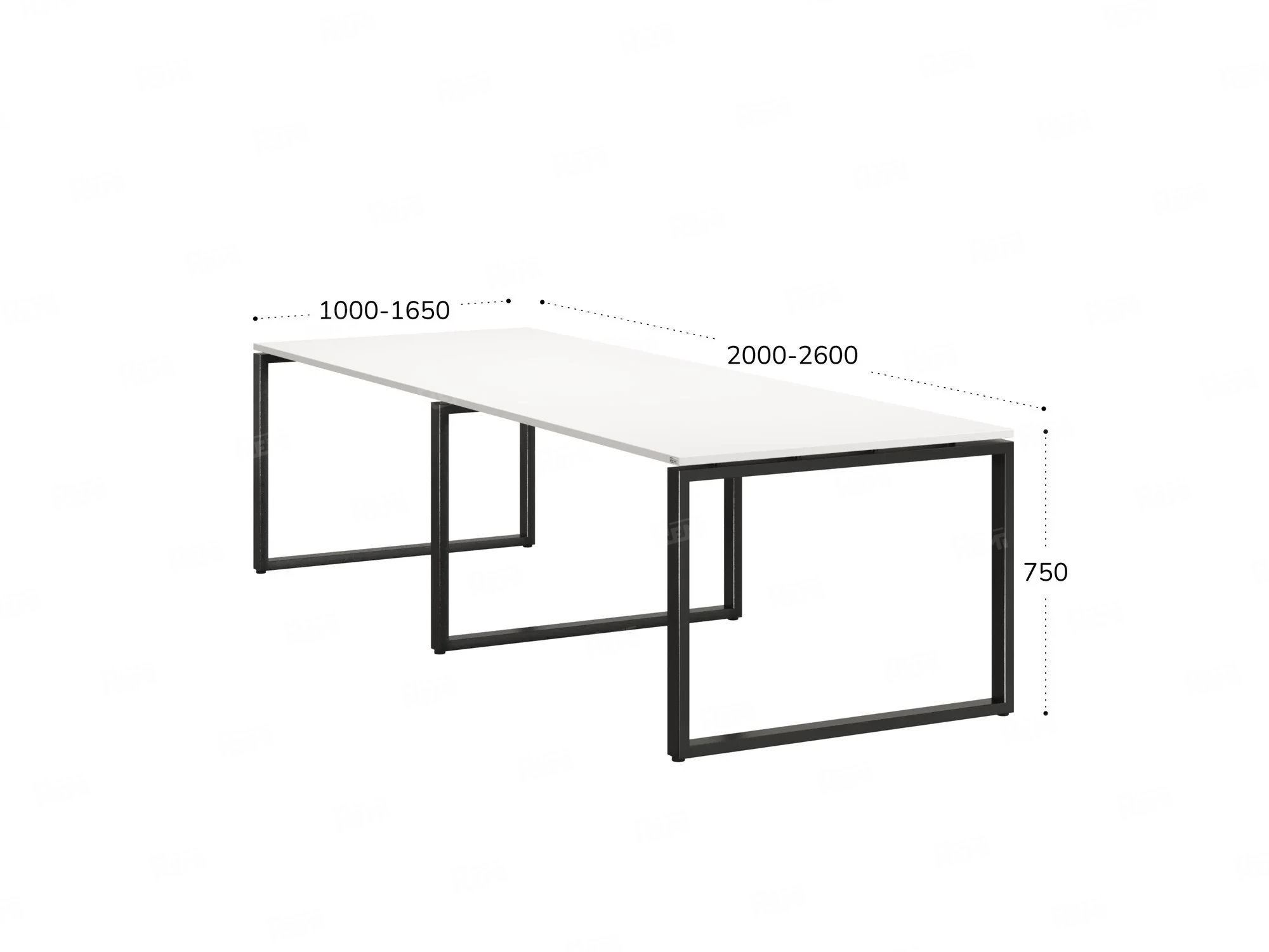 Cтол для переговоров, на О-обазном каркасе 2200x1250x750 RM081-220x125 Белый/Черный