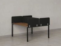 Бенч-система, 2 рабочих места, на П-образных опорах, 5 тканевых экрана 1800x1200x750 RM165-3-18x12 Дуб Юстус/Черный