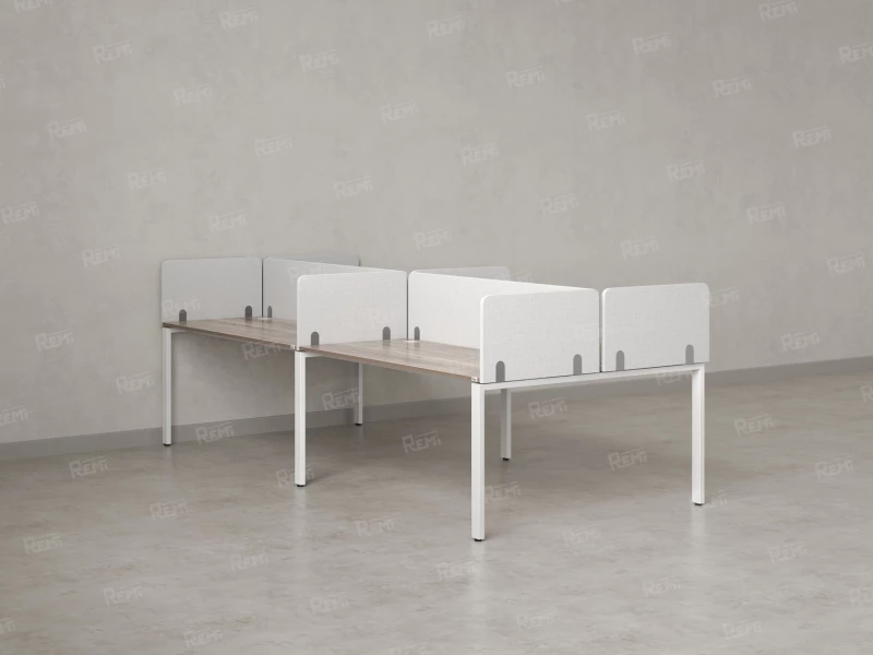 Бенч-система, 4 рабочих места, на П-образных опорах, 8 тканевых экранов 2400x1400x750 RM166-1-12x14 Дуб Маувелла/Белый