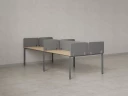 Бенч-система, 4 рабочих места, на П-образных опорах, 8 тканевых экранов 3200x1600x750 RM166-1-16x16 Вяз Швейцарский светлый/Серый