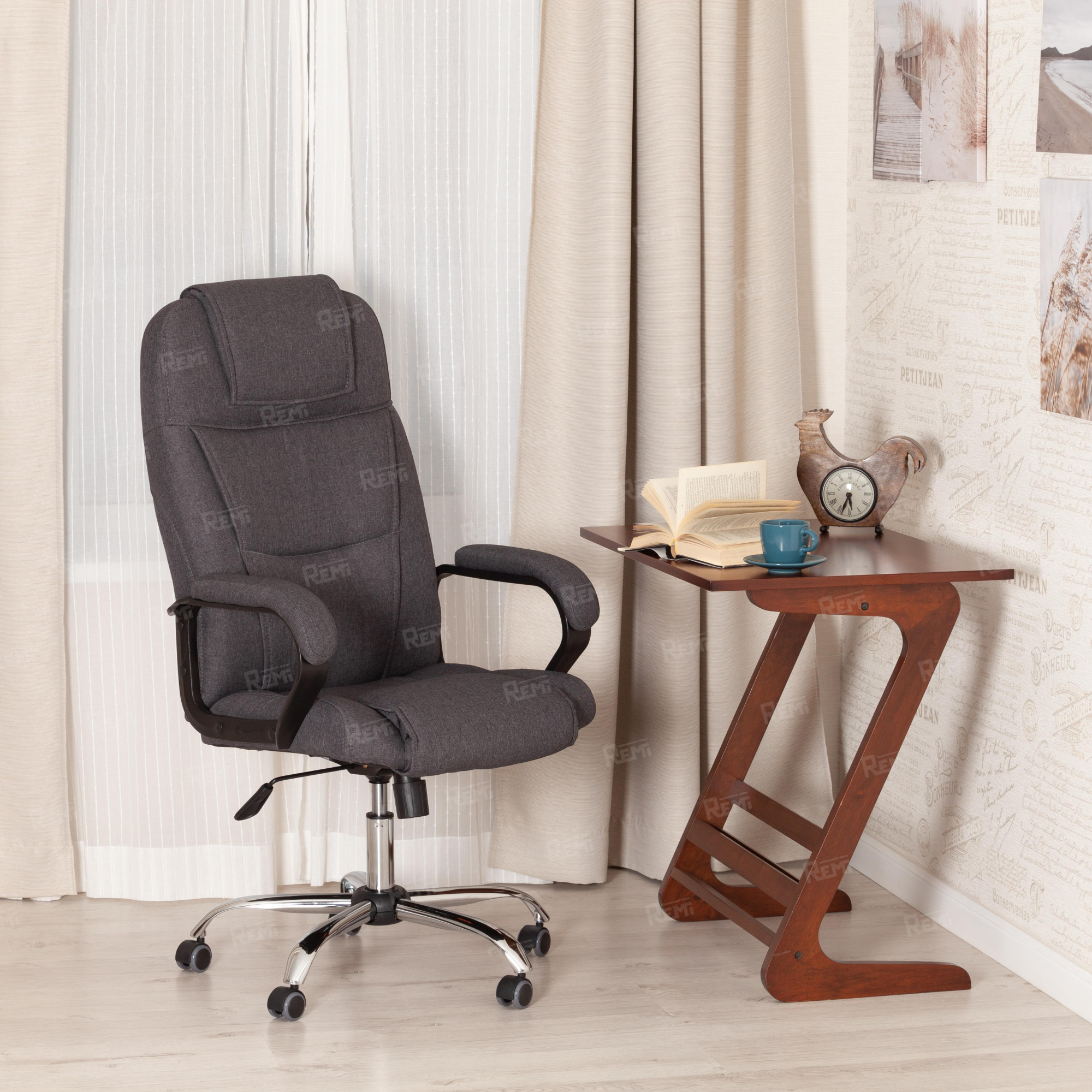 Кресло BERGAMO хром Темно-серый/Темно-Серый, Ткань (арт. 19399)