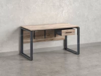 Стол прямой, подвесная тумба, ЛДСП экран, О-опора 1800x600x750 RM032-18x6 Дуб Маувелла/Серый
