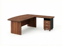 BRL RB071-200x200R Стол руководителя угловой R с тумбой 3 ящика 2000х2000х760 Орех Вармия/Черный