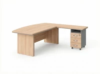 BRL RB071-160x200R Стол рук-ля угловой R с тумбой 3 ящика 1600х2000х760 Акация/Серый вулканический