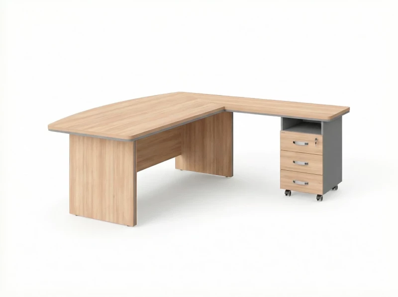 BRL RB071-160x200R Стол рук-ля угловой R с тумбой 3 ящика 1600х2000х760 Акация/Серый вулканический