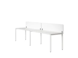 Бенч-система в 1 ряд, 2 рабочих места 2 тканевых экранов 2400x600x750 RM167-3-24x6 Белый/Белый