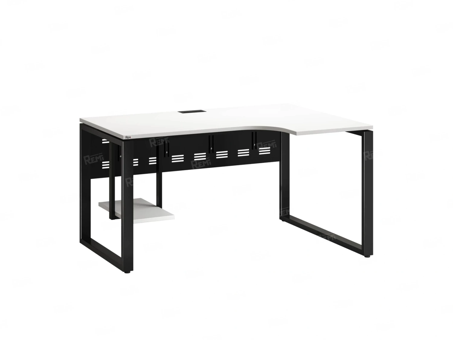 Стол угловой, экран металл, О-опора, правый 1600x600/900x750, RM057-16x6-9 Белый/Черный