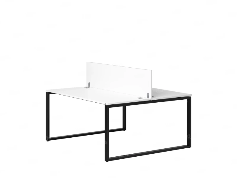 Бенч-система, 2 рабочих места, с одним экраном ЛДСП 1200x1400x750 RM169-2-12x14 Белый/Черный