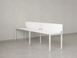 Бенч-система в 1 ряд, 2 рабочих места 2 ЛДСП экранов 2700x800x750 RM167-4-27x8 Белый/Белый