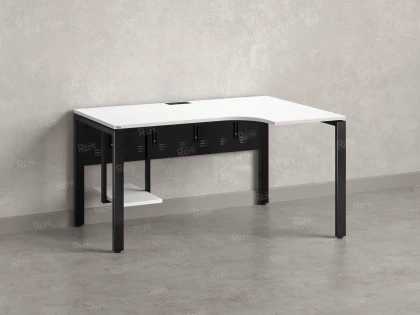 Стол угловой, экран металл, П-опора, правый 1400x600/900x750, RM058-14x6-9 Белый/Черный