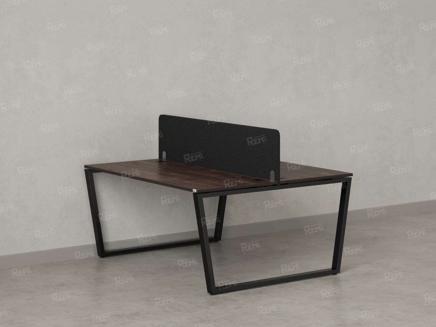 Бенч-система, 2 рабочих места, с одним тканевым экраном 1800x1200x750 RM172-1-18x12 Дуб Апрельский шоколад/Черный