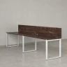 Бенч-система в 1 ряд, 2 рабочих места 2 ЛДСП экранов 2000x700x750 RM168-4-20x7 Дуб Апрельский шоколад/Белый