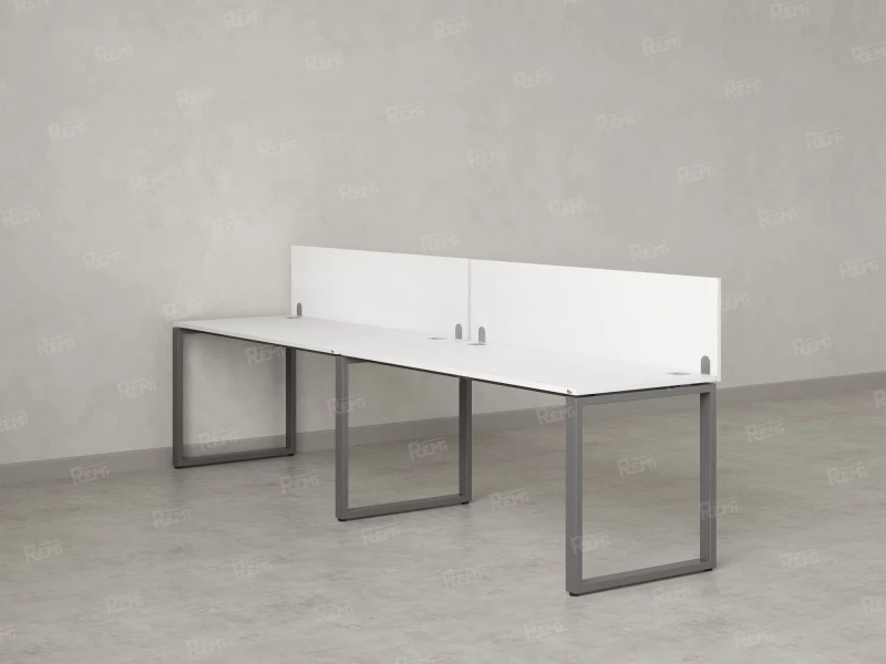Бенч-система в 1 ряд, 2 рабочих места 2 ЛДСП экранов 2700x800x750 RM168-4-27x8 Белый/Серый