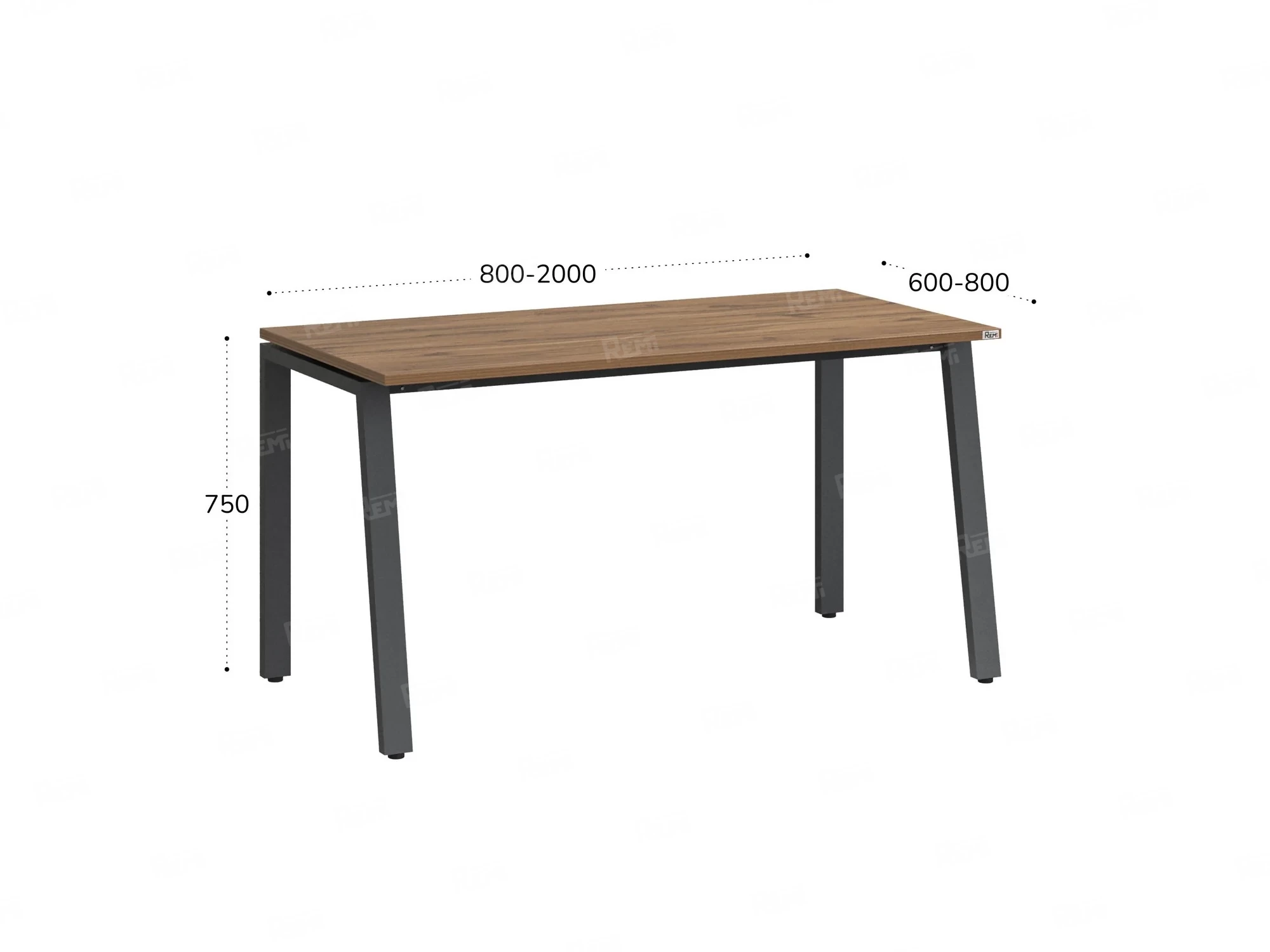 Стол прямой на Л-образных опорах 1800x600x750 RM004-18x6 Дуб Юстус/Серый