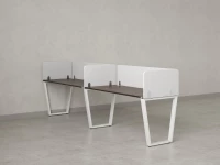 Бенч-система в 1 ряд, 2 рабочих места 5 тканевых экранов 2700x600x750 RM174-1-27x6 Дуб Апрельский шоколад/Белый