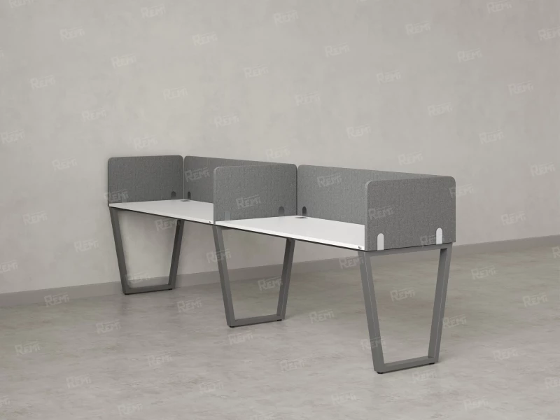 Бенч-система в 1 ряд, 2 рабочих места 5 тканевых экранов 3600x700x750 RM174-1-36x7 Белый/Серый