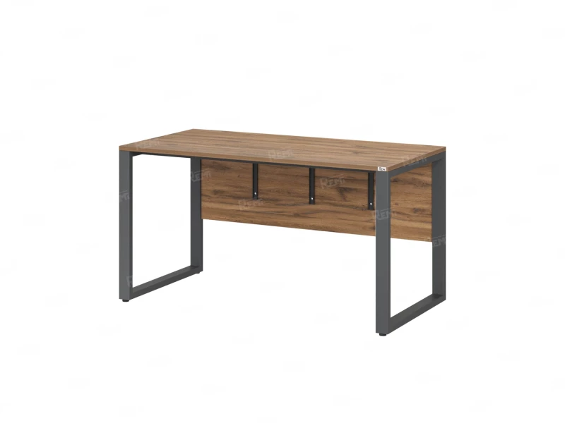 Стол прямой на О-образных опорах, экран ЛДСП 1600x800x750 RM006-16x8 Дуб Юстус/Серый