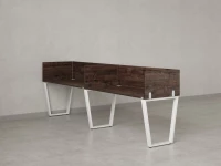 Бенч-система в 1 ряд, 2 рабочих места 5 ЛДСП экранов 3200x800x750 RM174-2-32x8 Дуб Апрельский шоколад/Белый