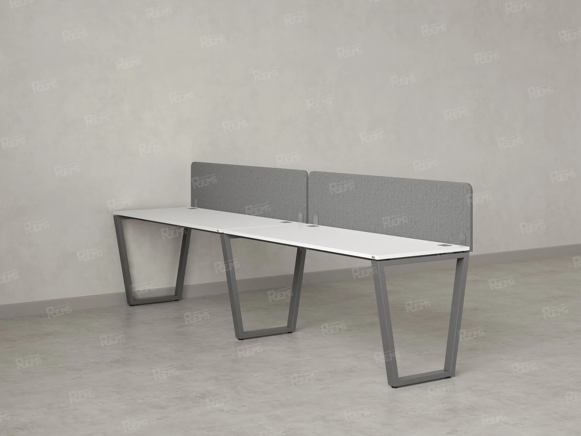 Бенч-система в 1 ряд, 2 рабочих места 2 тканевых экранов 2400x600x750 RM174-3-24x6 Белый/Серый
