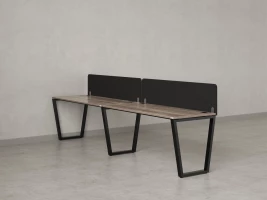 Бенч-система в 1 ряд, 2 рабочих места 2 тканевых экранов 3200x600x750 RM174-3-32x6 Дуб Маувелла/Черный