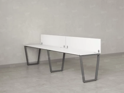 Бенч-система в 1 ряд, 2 рабочих места 2 ЛДСП экранов 2700x800x750 RM174-4-27x8 Белый/Серый