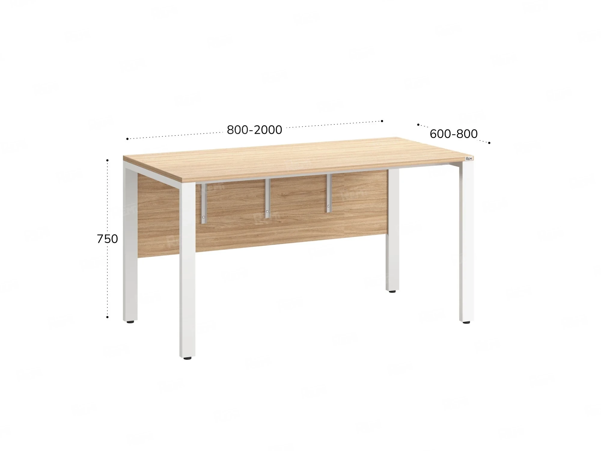 Стол прямой на П-образных опорах, экран ЛДСП 1200x600x750 RM005-12x6 Вяз Швейцарский светлый/Белый