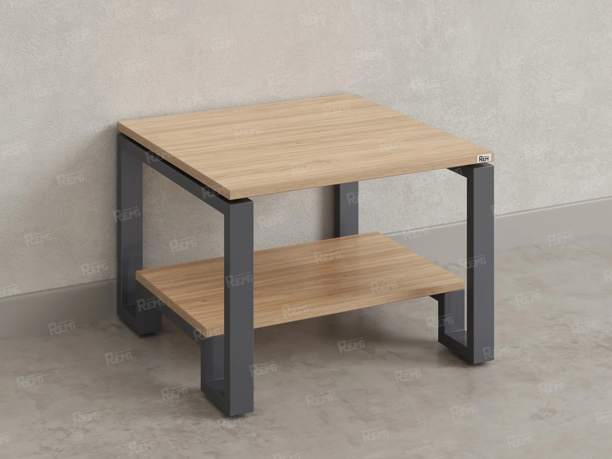 Журнальный стол с полкой 600x700x550 RM181-6x7 Вяз Швейцарский светлый/Серый