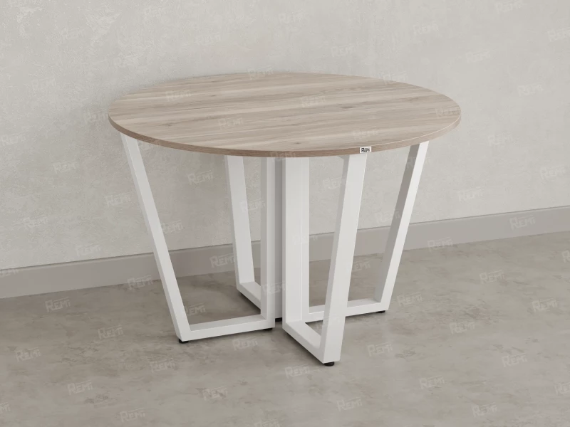 Круглый стол на U-образных опорах 1200x1200x750 RM188-12x12 Дуб Маувелла/Белый
