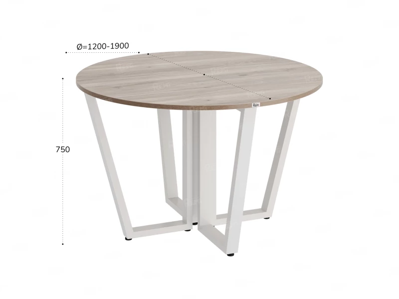 Круглый стол на U-образных опорах 1200x1200x750 RM188-12x12 Дуб Маувелла/Белый