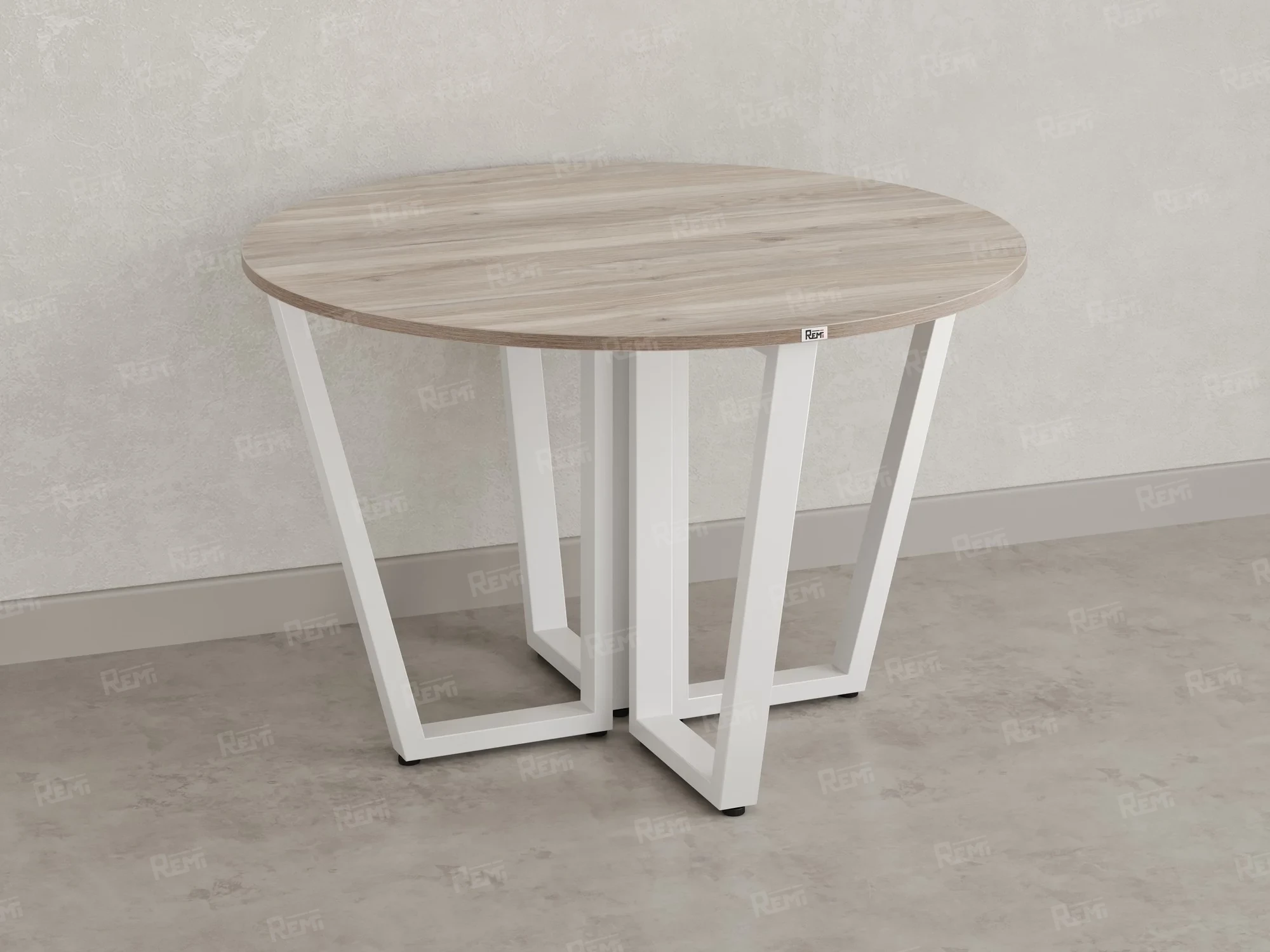 Круглый стол на U-образных опорах 1200x1200x750 RM188-12x12 Дуб Маувелла/Белый