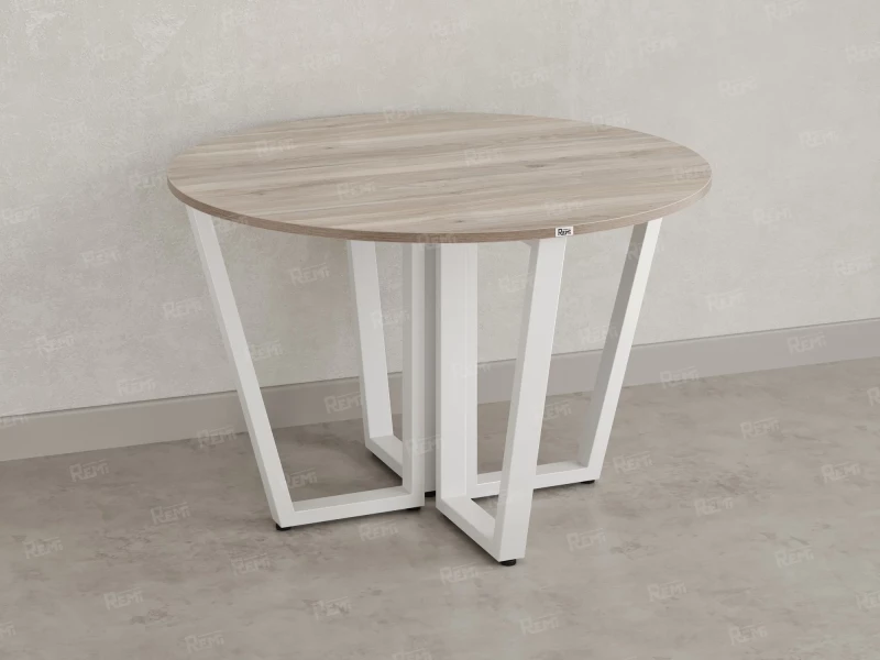 Круглый стол на U-образных опорах 1200x1200x750 RM188-12x12 Дуб Маувелла/Белый