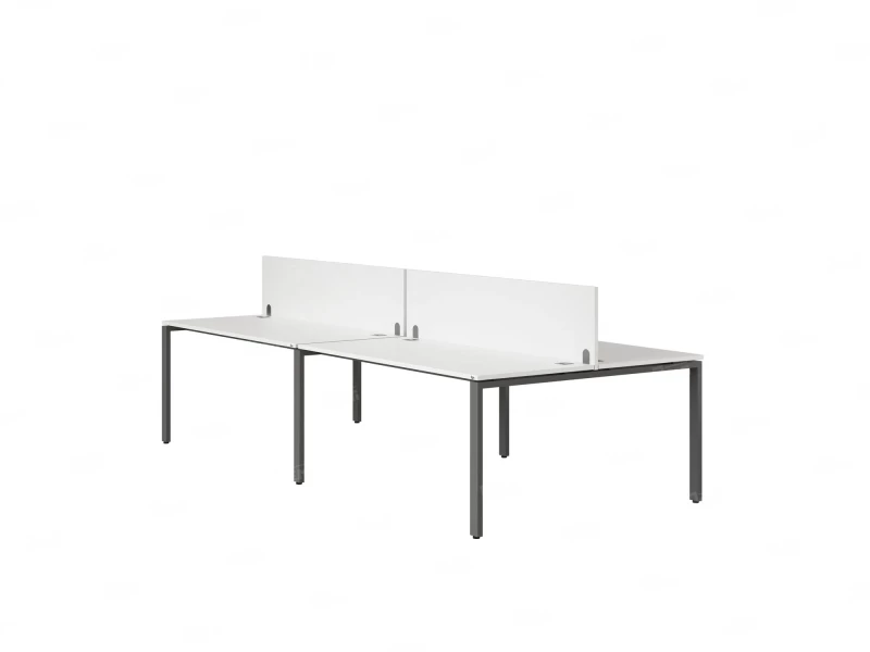 Бенч-система, 4 рабочих места, на П-образных опорах, 2 ЛДСП экранов 2800x1600x750 RM166-4-14x16 Белый/Серый