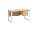 Стол прямой, подвесная тумба, ЛДСП экран, О-опора 1600x700x750 RM033-16x7 Вяз Швейцарский светлый/Белый